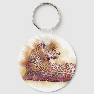 Watercolor Leopard Key Ring