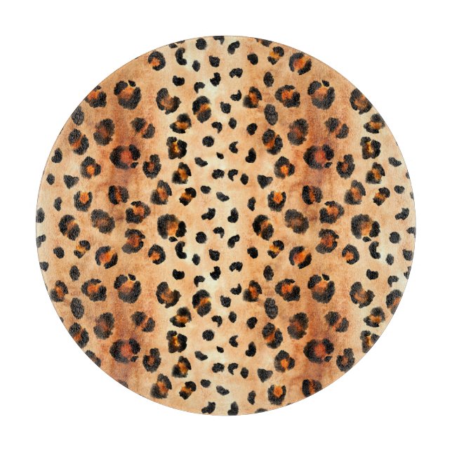 Watercolor Leopard Print: Exotic Fur Texture Cutting Board (Front)
