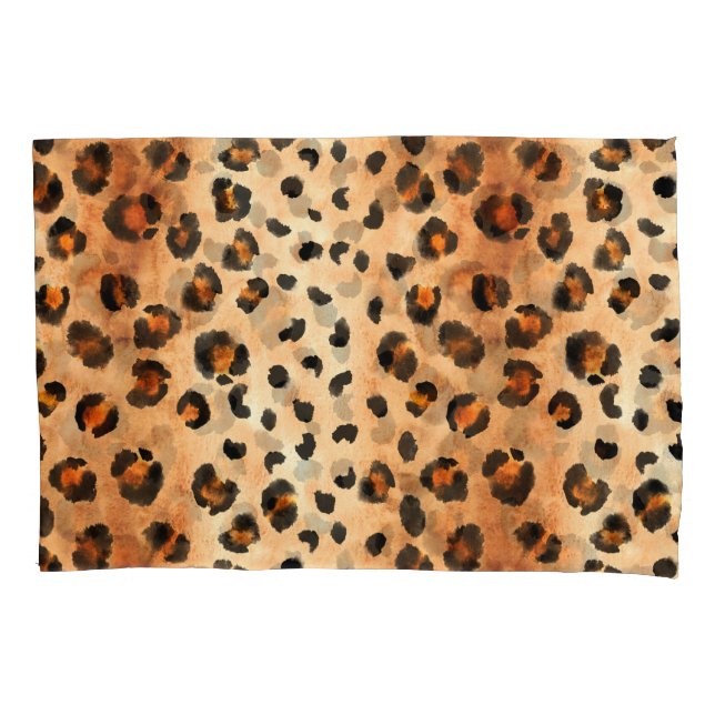 Watercolor Leopard Print: Exotic Fur Texture Pillowcase (Front)