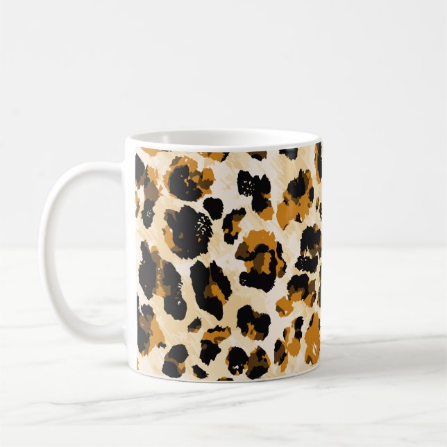 Watercolor leopard skin, tie-dye gradient. coffee mug (Left)