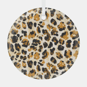 Watercolor leopard skin, tie-dye gradient. glass tree decoration