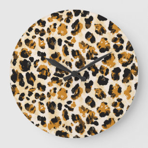 Watercolor leopard skin, tie-dye gradient. large clock