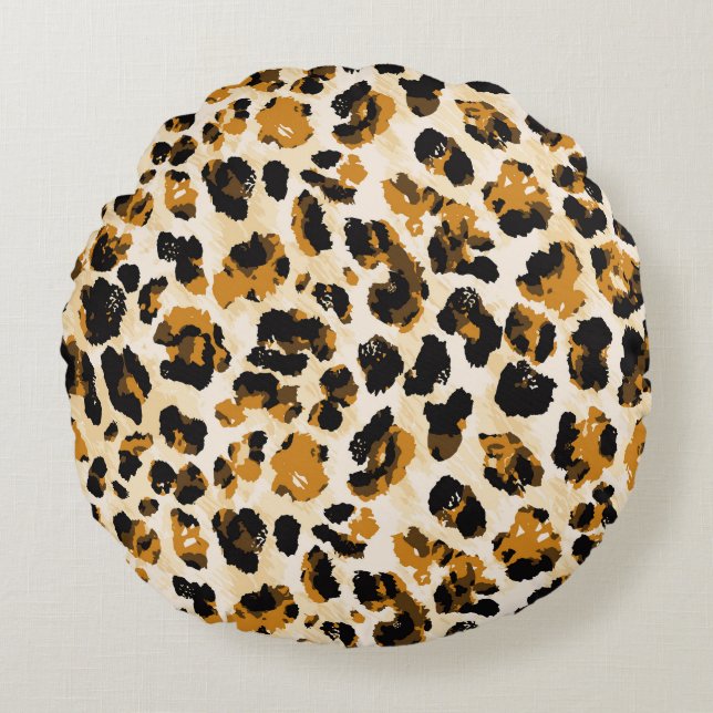 Watercolor leopard skin, tie-dye gradient. round cushion (Front)