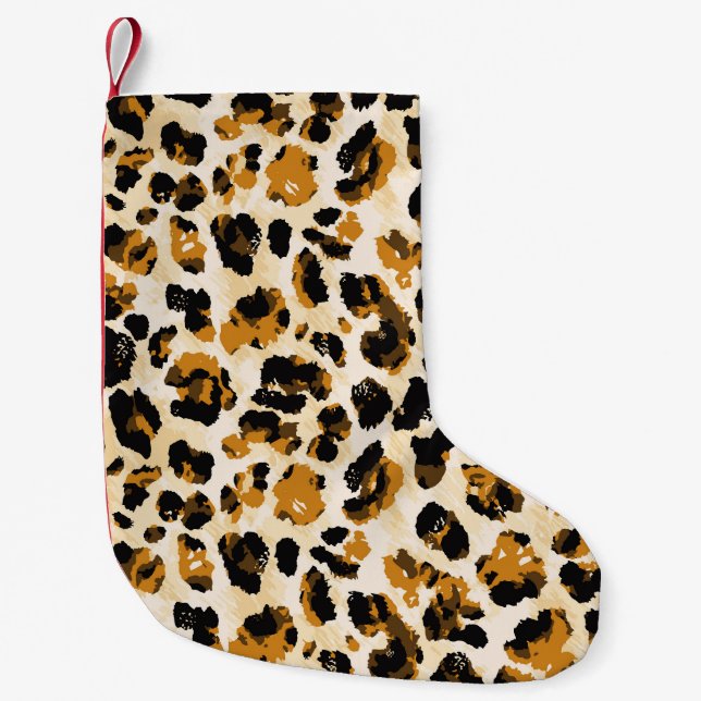 Watercolor leopard skin, tie-dye gradient. small christmas stocking (Front)