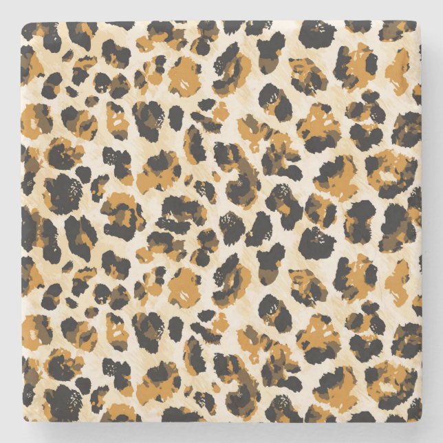 Watercolor leopard skin, tie-dye gradient. stone coaster (Front)