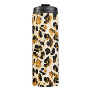 Watercolor leopard skin, tie-dye gradient. thermal tumbler