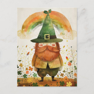 Watercolor Leprechaun Whimsical St. Patrick's Day Postcard