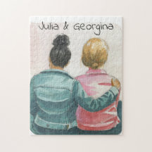 Watercolor Lesbian Couple Personalised