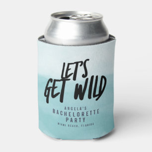 Watercolor Let's Get Wild Bachelorette Party Can Cooler