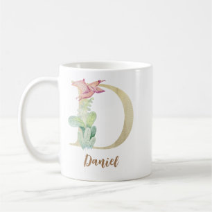 Watercolor letter D with dinosaur Coffee Mug