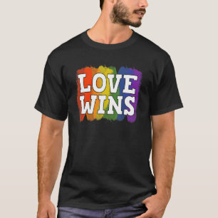 Watercolor Lgbt Love Wins Rainbow Paint Typographi T-Shirt