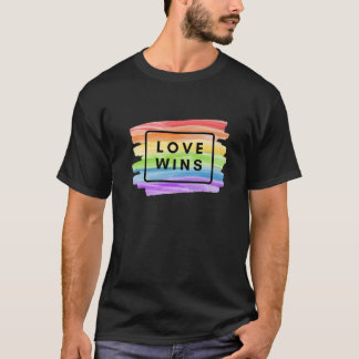 Watercolor LGBT Pride Love Wins Rainbow Paint T-Shirt