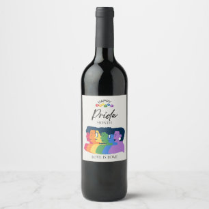 Watercolor LGBTQ PRIDE Month Party Wine Label