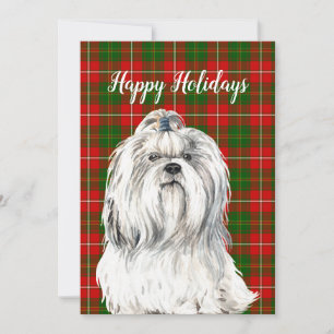 Watercolor Lhasa Apso Dog Custom  Holiday Card