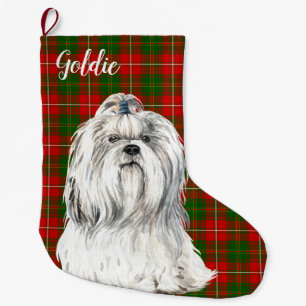 Watercolor Lhasa Apso Dog Personalised Large Christmas Stocking