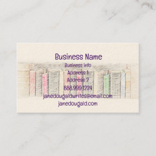 Watercolor Library Old Books Writer Business Card