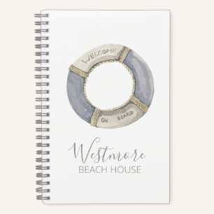 Watercolor Life Preserver Beach House Notebook
