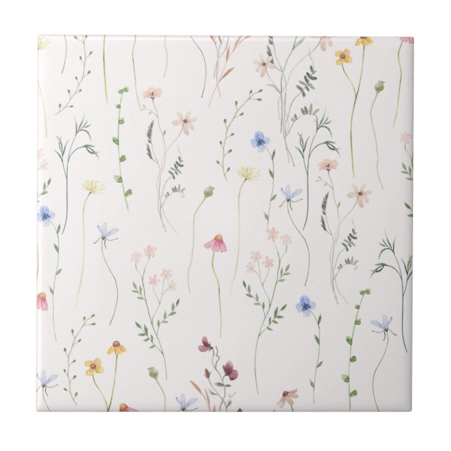 watercolor ligh pink meadow tile (Front)