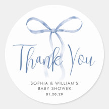 Watercolor Light Blue Bow Ribbon Boy Baby Shower