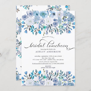 Watercolor Light Blue Floral Bridal Luncheon Invitation