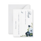 watercolor light blue floral navy RSVP card