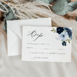watercolor light blue floral navy RSVP card<br><div class="desc">A modern floral design with watercolor light blue and navy flowers. You can personalize the features of this card</div>