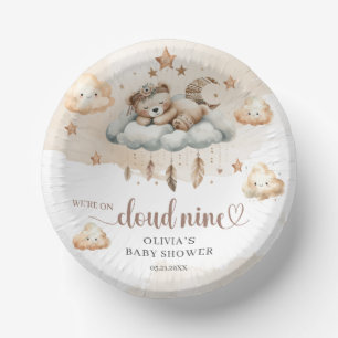 Watercolor light brown ivory cloud nine teddy bear paper plate