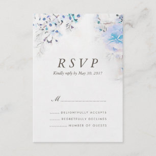 Watercolor Light Fresh Blue Floral Boho RSVP Card