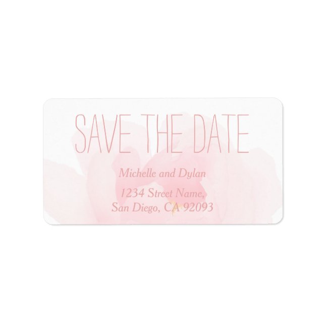 Watercolor Light Pink Peony Wedding Save the Date Label (Front)