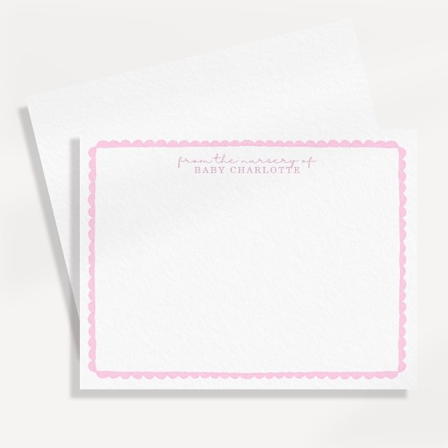 Watercolor light Pink Scalloped Nursery Note Card (Creator Uploaded)
