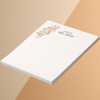 Watercolor Light Yellow Floral Note from Teacher