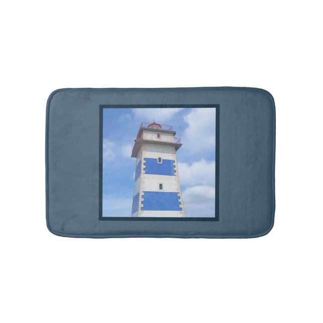 Watercolor lighthouse bath mat (Front)