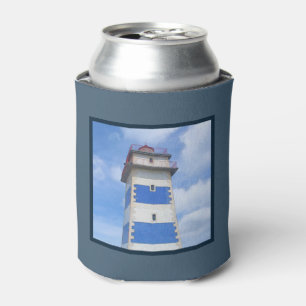 Watercolor lighthouse can cooler