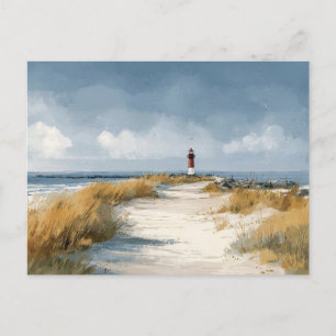 Watercolor Lighthouse Coastal Art Postcard 