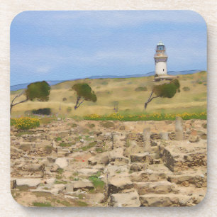 Watercolor lighthouse coaster