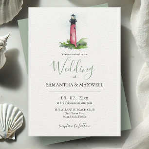 Watercolor Lighthouse Custom Wedding Invitations