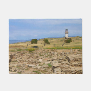 Watercolor lighthouse doormat