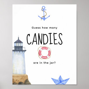 Watercolor lighthouse - How many candies Poster
