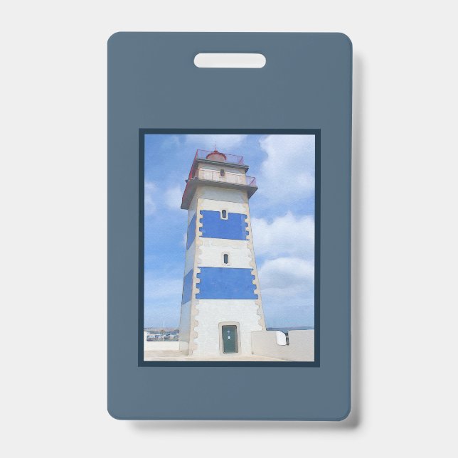Watercolor lighthouse ID badge (Front)