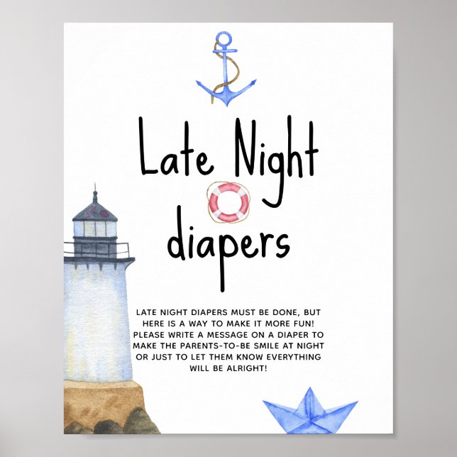 Watercolor lighthouse - Late Night diapers Poster (Front)