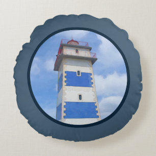 Watercolor lighthouse round cushion
