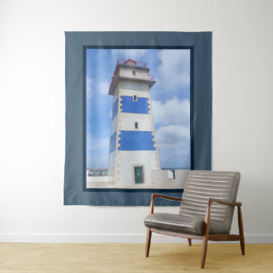 Watercolor lighthouse tapestry