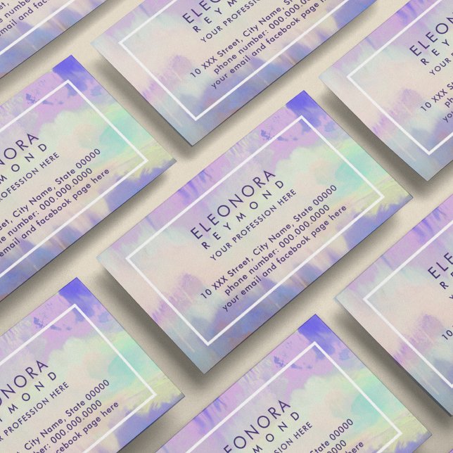 Watercolor Lilac Blue Ombre Elegant Business Card (Creator Uploaded)