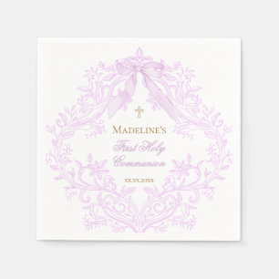 watercolor lilac crest First Holy Communion Napkin