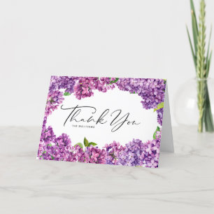 Watercolor Lilac Floral Frame Botanical Wedding Thank You Card