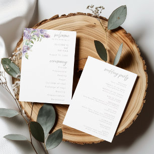  Watercolor Lilac Floral Wedding Ceremony Program  Invitation