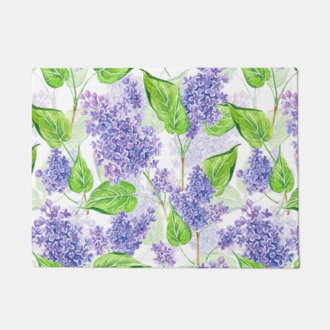 Watercolor lilac flowers doormat (Front)