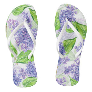Watercolor lilac flowers jandals