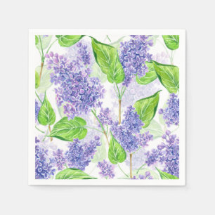 Watercolor lilac flowers napkin