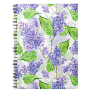 Watercolor lilac flowers notebook